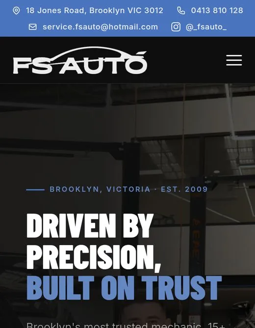 Phone view of the FS Auto Servicing website